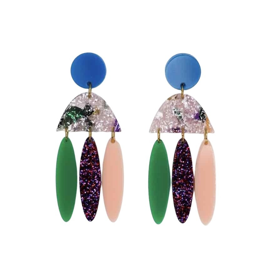 N°767 The Tangerine & Mint Continent of Imagination Statement Earrings -  Luka Jewellery